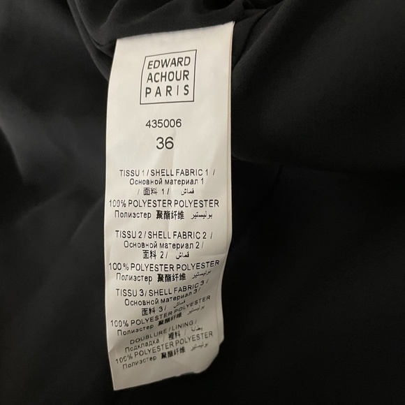 NEW Edward Achour Paris Tweed Boucle Sheer Panel Pleated Coat Dress Black Small - Picture 3 of 4